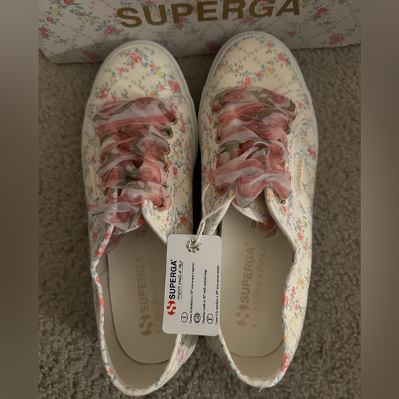 Superga X LoveShackFancy VIRAL Floral Print 💐 “Green Leaf” Sneakers NIB Rare 💎 - Picture 9 of 10